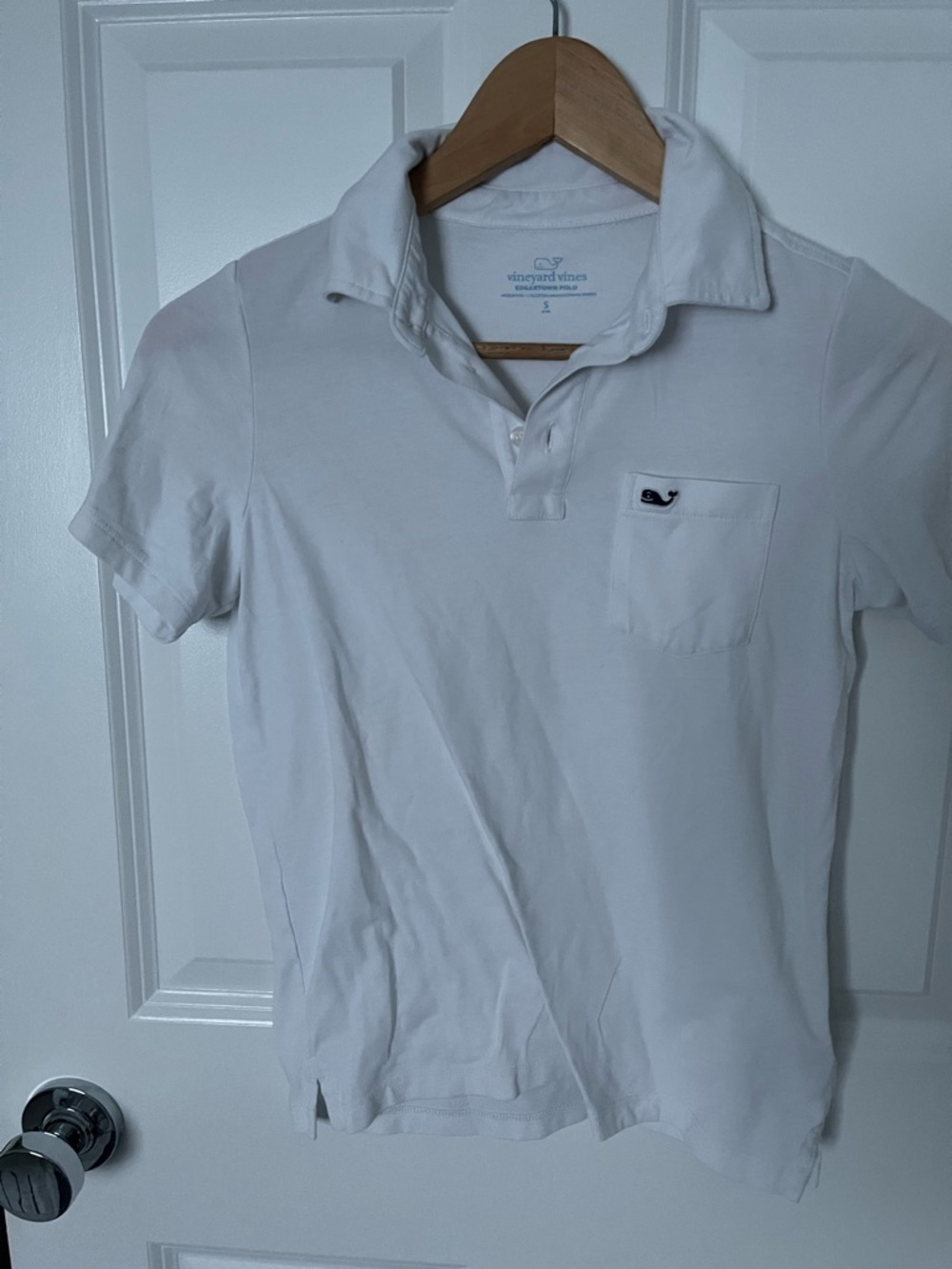 Vineyard Vines White Short-Sleeve Polo with Chest Pocket